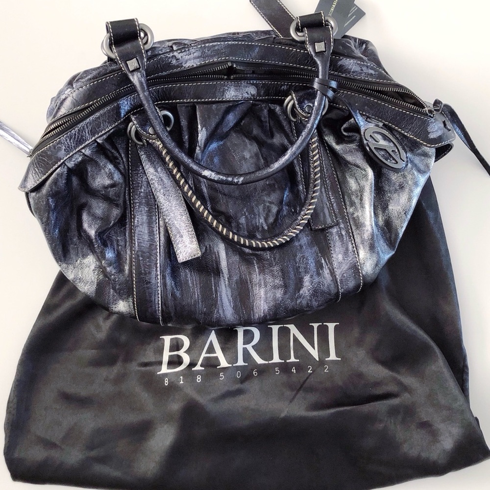 NWT Francesco Biasia large black and silver bag